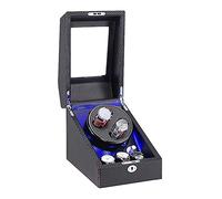 Automatic Watch Winder Wood Shell Carbon Fiber Leather Exterior Soft Flexible Watch Pillow Dual Power Supply Quiet Motor(A-2+0