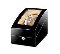 Automatic Wood Watch Winder Display Box 2+3 Storages with Blue LED Light Fit Women Men Watches 5 Rotation Modes (Black+Brown)