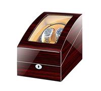 Automatic Wood Watch Winder Display Box 2+3 Storages with Blue LED Light Fit Women Men Watches 5 Rotation Modes (Red+Brown)