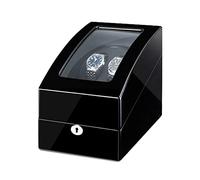 Automatic Wood Watch Winder Display Box 2+3 Storages with Blue LED Light Fit Women Men Watches 5 Rotation Modes (Black+Black)