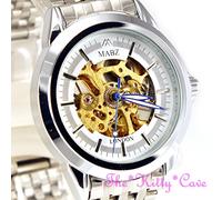 Automatico Meccanico Scheletro Steampunk Annata Argento e Bianca Lusso Orologio