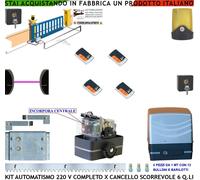 AUTOMATISMO 220 V CANCELLO SCORREVOLE 6 Q.LI 4 RADIOC 4 CREM-ACCIAIO 2 SELE FOTO