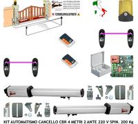 AUTOMATISMO APRICANCELLO 4 MT 2 ANTE KIT 2 MOTORI 220 V 2 RADIOCOM 2 FOTOC FARO