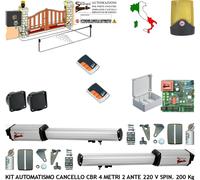 AUTOMATISMO CANCELLO 4 METRI KIT 2 ANTE MOTORI 220 V CBR FOTO INC. 2 RADIOC FARO