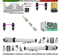 KIT AUTOMATISMO CANCELLO BATTENTE 4 MT 2 MOTORI 220 V. RADIOC FOTOC INCASSO FARO