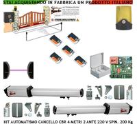 KIT AUTOMATISMO CANCELLO 4 MT 2 ANTE CBR 2 MOTORI 220 V FOTOC LAMP 5 RADIOC SELE