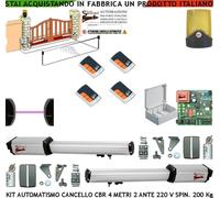 KIT AUTOMATISMO CANCELLO 4 MT 2 ANTE CBR 2 MOTORI 220 V FOTOC FARO 4 RADIOCOM