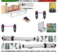 AUTOMATISMO CANCELLO 4 MT 2 ANTE KIT CBR 2 MOTORI 220 V RADIOCOM 2 FOTOC LAMPEG