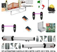AUTOMATISMO CANCELLO 4 MT 2 ANTE KIT CBR MOTORI 220 V 2 TELEC 2 FOTO LAMPEGG SEL