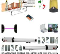 AUTOMATISMO CANCELLO BATTENTE 4 MT 2 ANTE MOTORI 220V RADIOCOM R CODE FOTOC FARO
