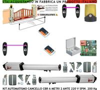 AUTOMATISMO CANCELLO BATTENTE 6 MT KIT 2 MOTORI 220 V. 2 RADIOCOM 2 FOTOCEL FARO