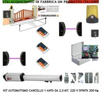 AUTOMAZIONE CANCELLO 1 ANTA 2,5 MT KIT MOTORE 220 V 3 RADIOC 2 FOTO 2 SELET FARO