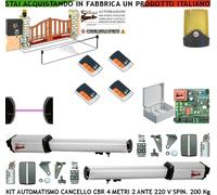 AUTOMAZIONE CANCELLO 4 MT 2 ANTE KIT CBR 2 MOTORI 220 V 4 RADIOC FOTOC LAMP SELE
