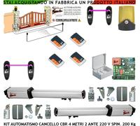 AUTOMAZIONE CANCELLO 4 MT 2 ANTE KIT CBR MOTORI 220 V. 4 RADIOCOM 2 FOTOCEL FARO