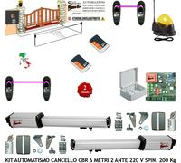 AUTOMAZIONE CANCELLO 6 MT 2 ANTE KIT CBR MOTORI 220 V 2 TELEC 2 FOTO FAROANT SEL