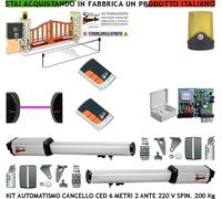 AUTOMAZIONE CANCELLO 6 MT 2 ANTE KIT CED 2 MOTORI 220 V 2 RADIOC FOTOC FARO SELE