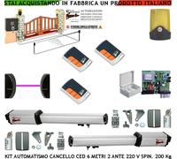AUTOMAZIONE CANCELLO 6 MT 2 ANTE KIT CED 2 MOTORI 220 V 3 RADIOC FOTOC FARO SELE