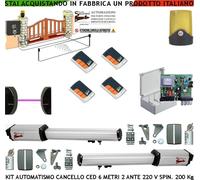AUTOMAZIONE CANCELLO 6 MT 2 ANTE KIT CED 2 MOTORI 220 V 4 RADIOC FOTO FARO SELET
