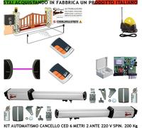 AUTOMAZIONE CANCELLO 6 MT 2 ANTE KIT CED MOTORI 220 V 2 RADIOC FOTO FAROANT SELE
