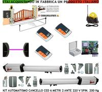 AUTOMAZIONE CANCELLO 6 MT 2 ANTE KIT CED MOTORI 220 V 3 RADIOC FOTO FAROANT SELE