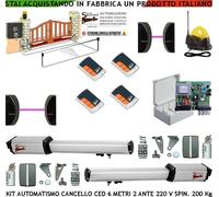 AUTOMAZIONE CANCELLO 6 MT 2 ANTE KIT CED MOTORI 220V 4 RADIOC 2 FOTO FAROANT SEL