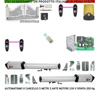 Automazione Cancello Automatico 5 MT 2 Ante kit 230 V Radioc Selet 2 Fotoc Faro