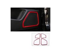 Automobile 4 Pezzi Cornice Di Copertura Per Altoparlante Per Portiera Tromba Audio Decorazione Per P&orsche Per Macan 2014-2024 JUNOOS(Red)