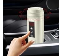 Automobile 450 ml auto riscaldata per Smart Cup con scaldabagno in acciaio inossidabile 304 doppia potenza 12 V/24 V visualizzazione temperatura riscaldamento veloce per uso veicolo (bianco)