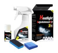 Automotive Headlamp Restoration Fluid Kit - Tubeer Headlight Restoration Spray Kit for Cars, Trucks & SUVs, Clear & Brighten Yellowed Headlights, Easy No-Sanding Repair (Set_B)