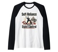 Autonomia Contro Controllo statale Frase Ironica Retro Maglia con Maniche Raglan