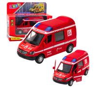 Autopompa dei vigili del fuoco in metallo 1:32 con meccanismo a retrocarica, luci e suoni - rosso