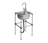Autoportante Lavelli Da Cucina,in Acciaio Inox,con Scarico E Rubinetto,Lavello In Acciaio Inox Autoportante,Lavabo Di Utilità,per Ristorante,Garage, Lavanderia,Facile Da Montare(A*17x15x24in/42x37cmx6