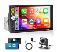 Autoradio 1 Din 7 Pollici Touchscreen con iOS CarPlay Android Auto Mirror Link, Hodozzy 1 Din con Schermo Auto Stereo Bluetooth 5.1 Lettore MP5 Porta USB/TF/Aux, Radio FM, EQ, Telecamera Posteriore