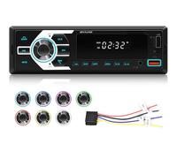 Autoradio 1 Din con Bluetooth - Autoradio Bluetooth doppia con radio FM, assistente vocale, localizzazione tramite app, chiamate in vivavoce, memoria di spegnimento, porta AUX/TF/USB