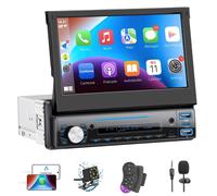 Autoradio 1 Din con Carplay ＆ Android Auto stereo auto scomparsa con schermo 7