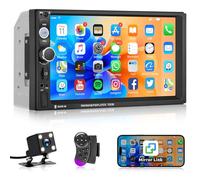 Autoradio 2 Din con Bluetooth Vivavoce IOS/Android Mirror Link 7 Pollici Autoradio Doppio Din con Bluetooth FM Radio/USB/AUX/TF Controllo del Volante Auto Stereo con Telecamera Posteriore Telecomandi
