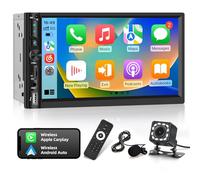 Autoradio 2 Din con Carplay wireless e Android Auto - Autoradio con Touchscreen IPS da 7 Pollici con EQ, Mirror Link, Bluetooth, Radio FM, SWC, Porta USB/AUX/Scheda TF + Telecamera di Retromarcia
