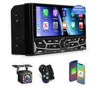 Autoradio 2 Din con Wireless Carplay e Android Auto - Autoradio Touchscreen IPS da 6,9 Pollici con EQ, Mirror Link, Bluetooth, Radio FM/AM/RDS, SWC, Porta USB/AUX + Telecamera di Backup