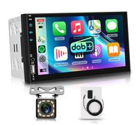 Autoradio 2 Din DAB+ Wireless Carplay&Android Auto, Autoradio Bluetooth con touchscreen da 7 pollici, radio FM, Mirror Link, equalizzatore, ingresso USB/TF, doppio Din+Telecamera posteriore