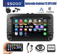 Autoradio 2DIN Android 13 Carplay GPS RDS MIC Camera Per VW GOLF 5 6 Polo Touran