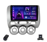 Autoradio 2K Touchscreen Double Din per Honda Fit/Jazz 2001-2008 Lettore Multimediale per Auto/CarPlay/Android/Bluetooth/GPS/FM/AM/RDS/DSP/5GWIFI/4GLTE/ADASDVR/Telecamera Posteriore(Silver,C10,A)