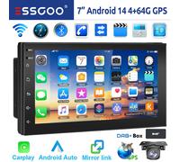 Autoradio 7" 2 DIN DAB+ Carplay Android 14 4+64GB GPS RDS WiFi Bluetooth +Camera