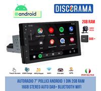 AUTORADIO 7" POLLICI ANDROID 1 DIN 2GB RAM 16GB STEREO AUTO DAB+ BLUETOOTH WIFI