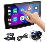 Autoradio 7 Pollici Con Carplay e Android Auto, Stereo Bluetooth Portatile, Telecamera di Backup, GPS, Controllo Vocale, Mirror Link, FM