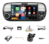 Autoradio 7 Pollici Per Fiat 500 2007-2015,Radio Stereo Doppio Din Touch Screen,Autoradio,Navigazione Gps Wi-Fi,Radio Fm/Rds,Bluetooth+Telecamera Di Retromarcia (black, WiFi 1+32+carplay)