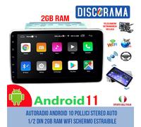 AUTORADIO ANDROID 10 POLLICI STEREO AUTO 1/2 DIN 2GB RAM WIFI SCHERMO ESTRAIBILE
