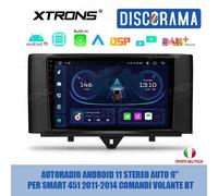AUTORADIO ANDROID 11 STEREO AUTO 9" PER SMART 451 2011-2014 COMANDI VOLANTE BT