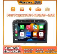 Autoradio Android 13 2GB+32GB per Peugeot 308/408 (2007-2013) con touchscreen da 9'', CarPlay, Android Auto e GPS, colore grigio.