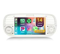 Autoradio Android 14 per FIAT 500 2007-2015, 7 Pollici Touch Screen Car Radio con CarPlay Android Auto Navigazione GPS Bluetooth Controllo vocale RDS(8Core(6+128GB))