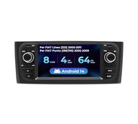 Autoradio Android 14 Per Fiat Punto(199/310) 2005-2009/Linea(323) 2005-2011 GPS Navigatore Supporto Carplay Cablato/Senza Fili,Android Auto,Schermo Touch 6.2",DSP/TPMS/DVR/OBD/RDS/DAB(4GB+64GB)